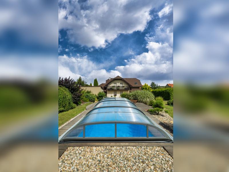 Albixon Pool-Überdachung Dallas A, Anthrazit - Image 2