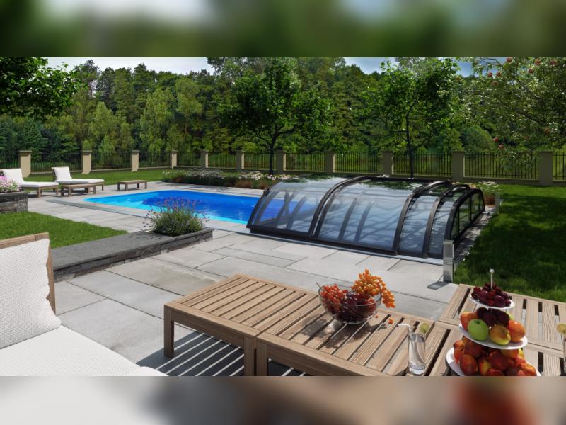 Albixon Pool-Überdachung Dallas Clear A, Anthrazit mit klarem Polycarbonat - Image 5