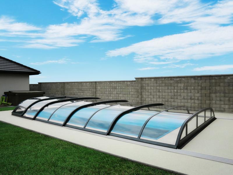 Albixon Pool-Überdachung Dallas Clear B, Anthrazit mit Klarglas