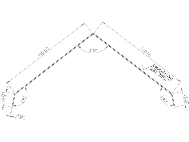 Aluminium Firstabdeckung Typ 6 200 cm - 1 Stück - Image 3
