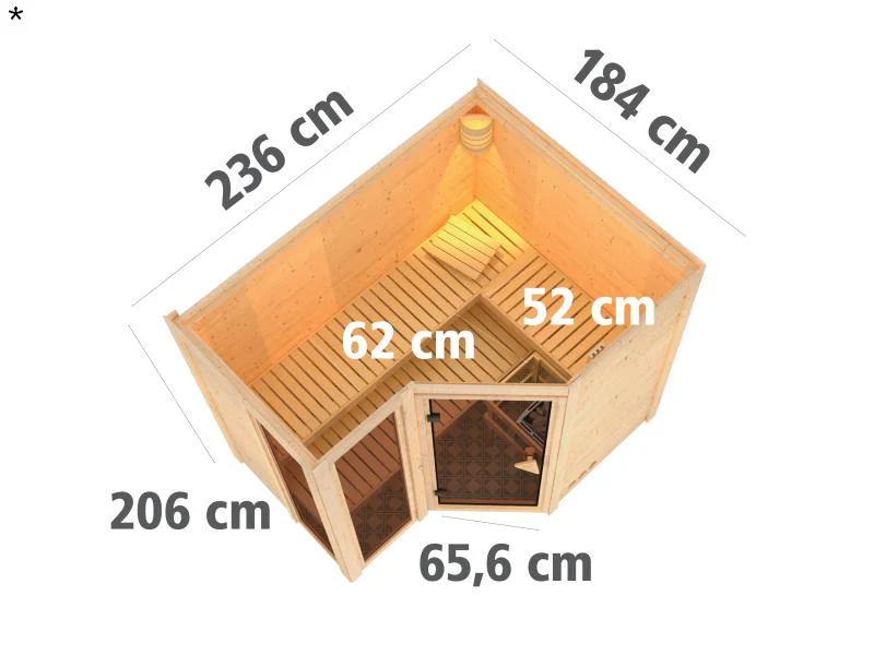 Amara - Karibu Sauna inkl. 9-kW-Ofen - ohne Dachkranz - - Image 3