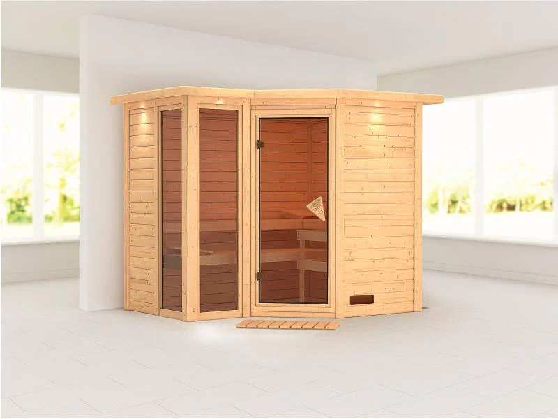 Amara - Karibu Sauna ohne Ofen - mit Dachkranz - - Image 4
