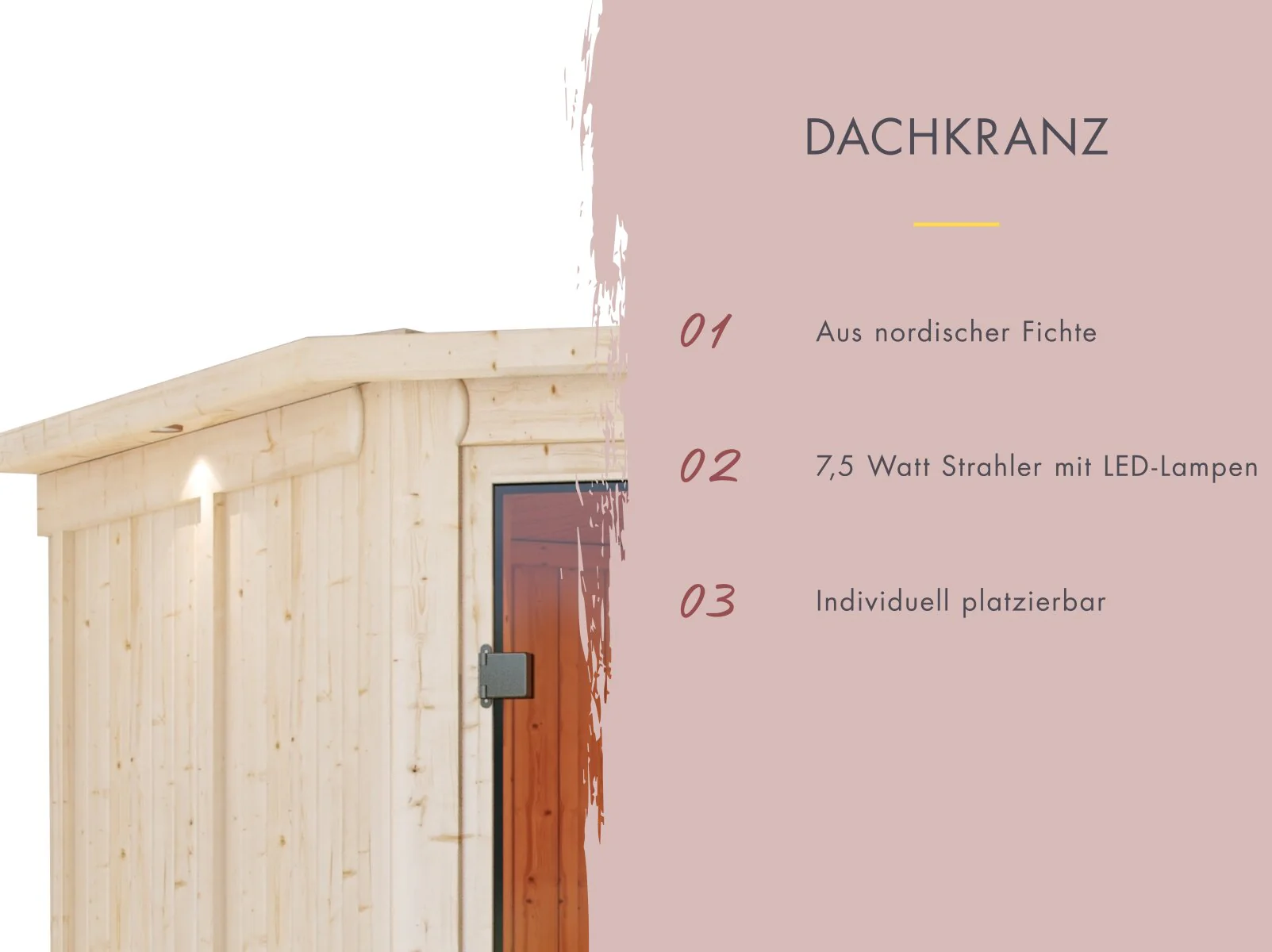 Amelia 1 - Karibu Sauna, inkl. 9 kW Bioofen ext. Steuerung Wifi HUUM - mit Dachkranz - - Image 5