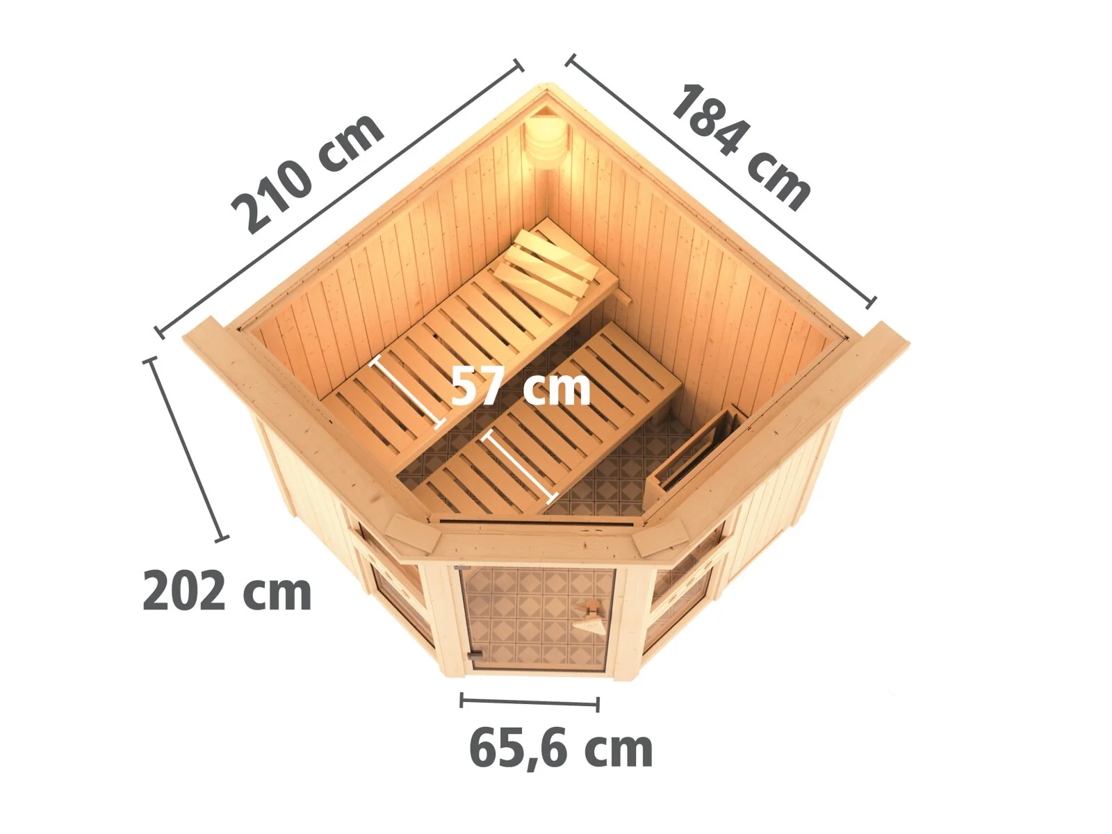 Amelia 1 - Karibu Sauna, inkl. 9 kW Ofen ext. Steuerung Wifi HUUM - mit Dachkranz - - Image 2