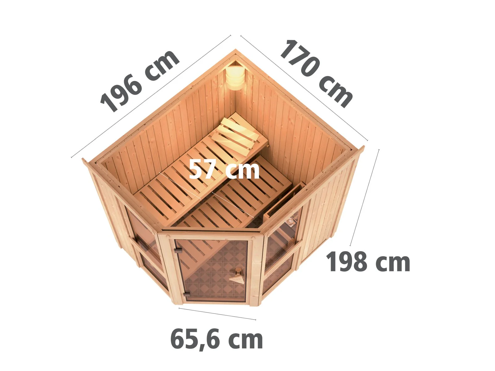 Amelia 1 - Karibu Sauna inkl. 9 kW Ofen ext. Steuerung Wifi HUUM - ohne Dachkranz - - Image 2