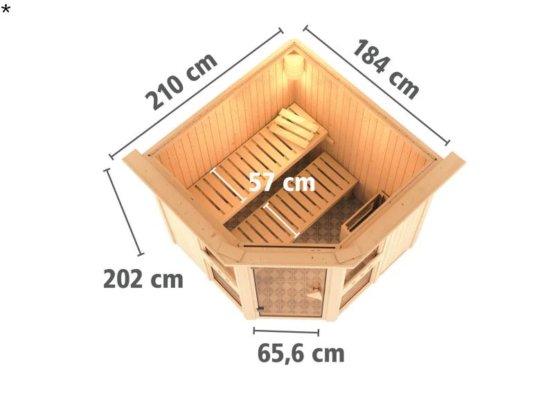 Amelia 1 - Karibu Sauna inkl. 9-kW-Ofen - mit Dachkranz - - Image 3