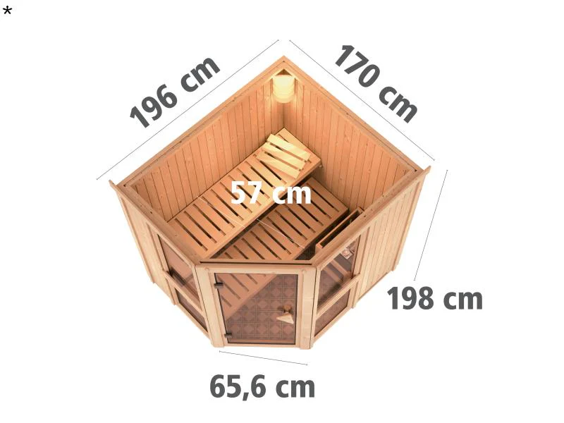 Amelia 1 - Karibu Sauna inkl. 9-kW-Ofen - ohne Dachkranz - - Image 3