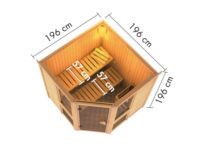 Amelia 2 - Karibu Sauna, inkl. 9 kW Bioofen mit ext. Steuerung - Image 3