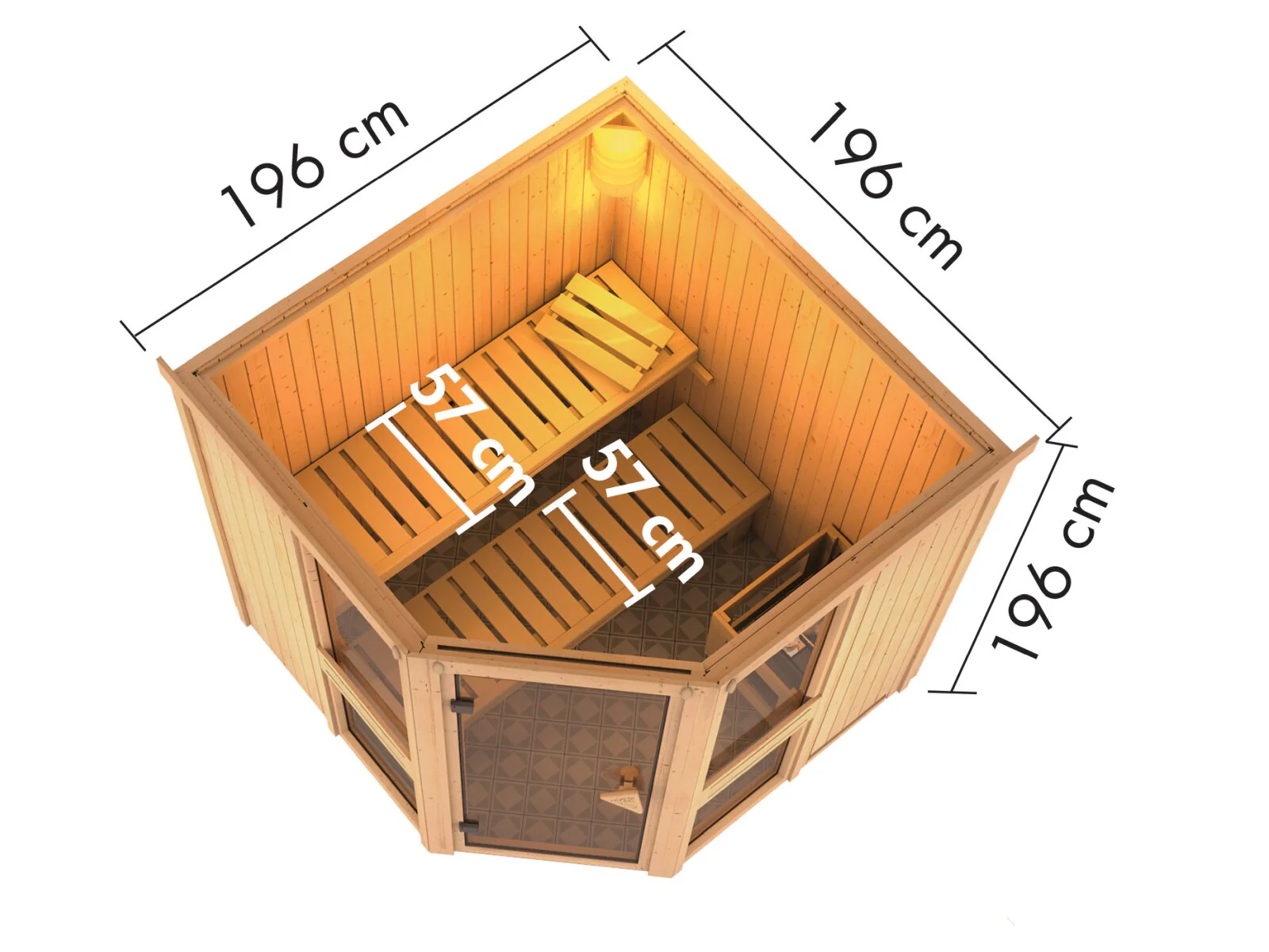 Amelia 2 - Karibu Sauna, inkl. 9 kW Bioofen mit ext. Steuerung Wifi HUUM - ohne Dachkranz - - Image 2