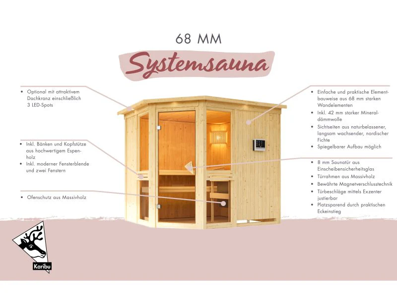 Amelia 2 - Karibu Sauna, inkl. 9 kW Ofen ext. Steuerung - Image 5