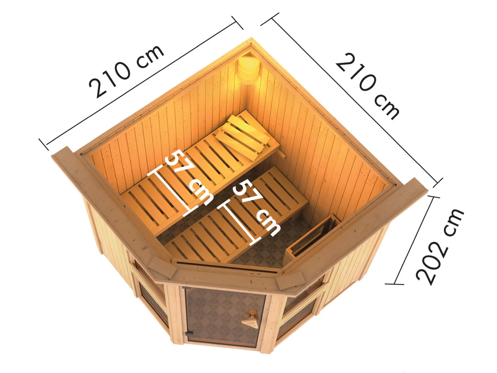Amelia 2 - Karibu Sauna, inkl. 9 kW Ofen ext. Steuerung Wifi HUUM - mit Dachkranz - - Image 2
