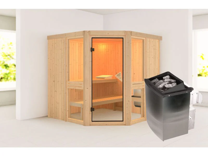 Amelia 2 - Karibu Sauna, inkl. 9 kW Ofen integr. Steuerung - Image 2