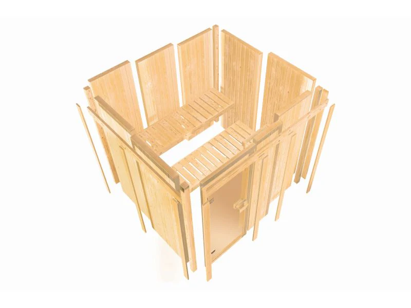 Amelia 2 - Karibu Sauna, inkl. 9 kW Ofen integr. Steuerung - mit Dachkranz - - Image 14