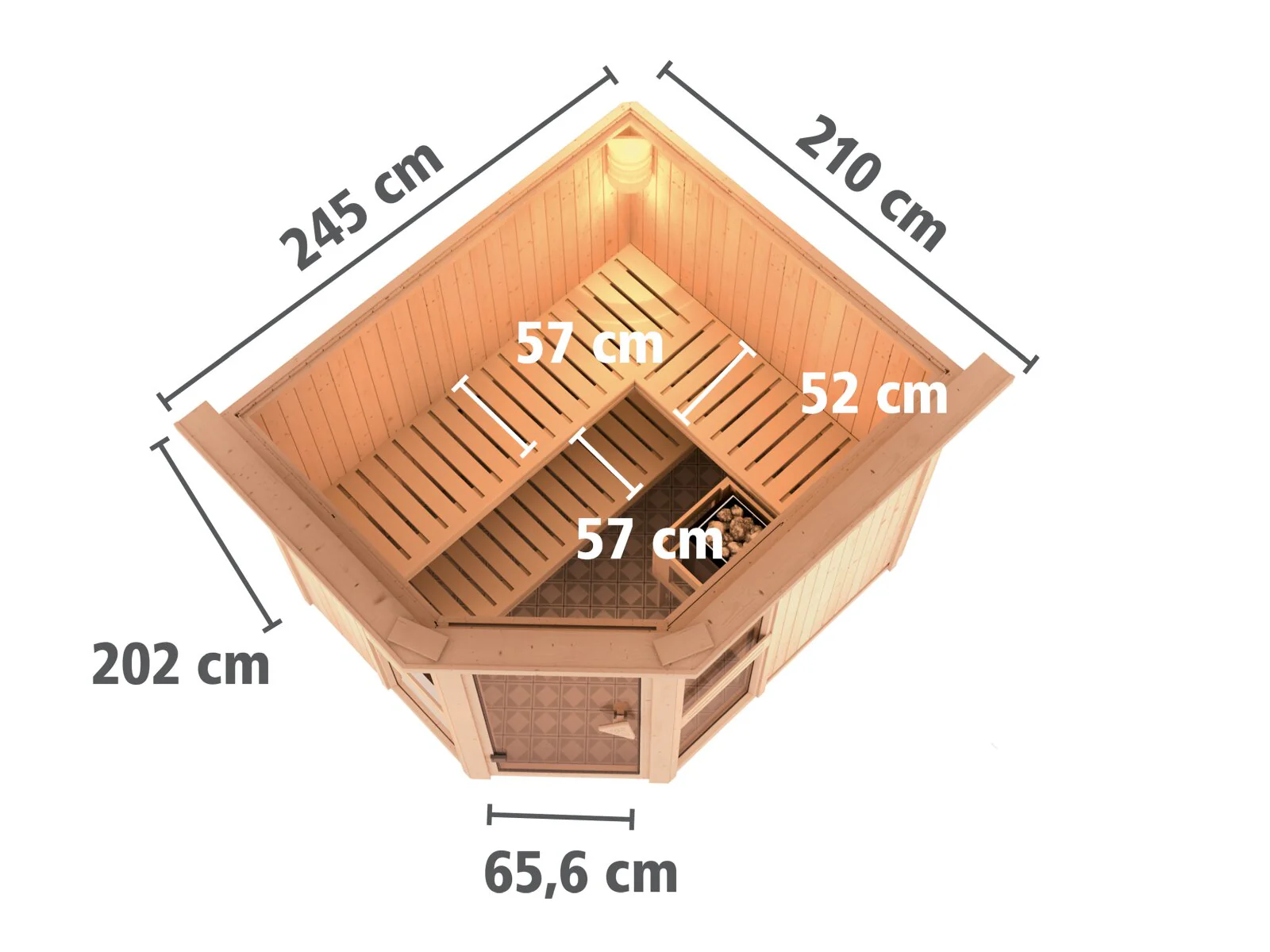 Amelia 3 - Karibu Sauna inkl. 9 kW Ofen ext. Steuerung Wifi HUUM - mit Dachkranz - - Image 2