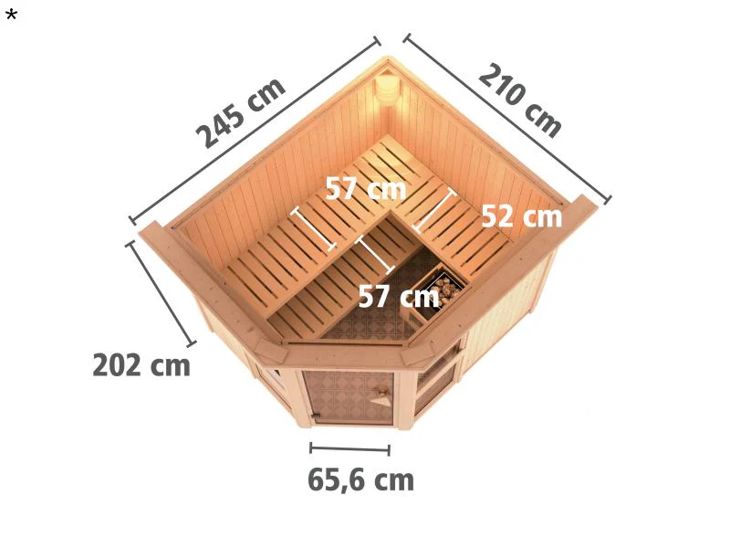 Amelia 3 - Karibu Sauna inkl. 9-kW-Ofen - mit Dachkranz - - Image 3