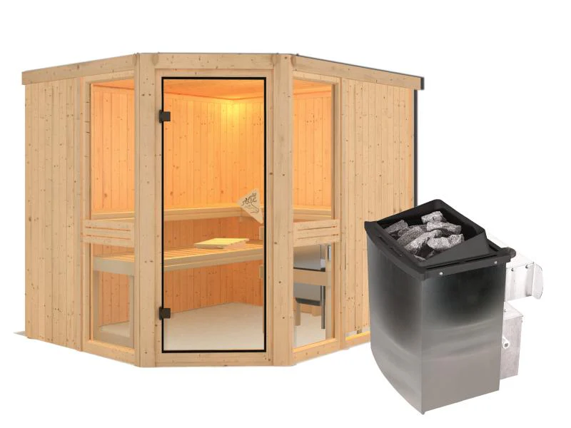 Amelia 3 - Karibu Sauna inkl. 9-kW-Ofen - ohne Dachkranz - - Image 2