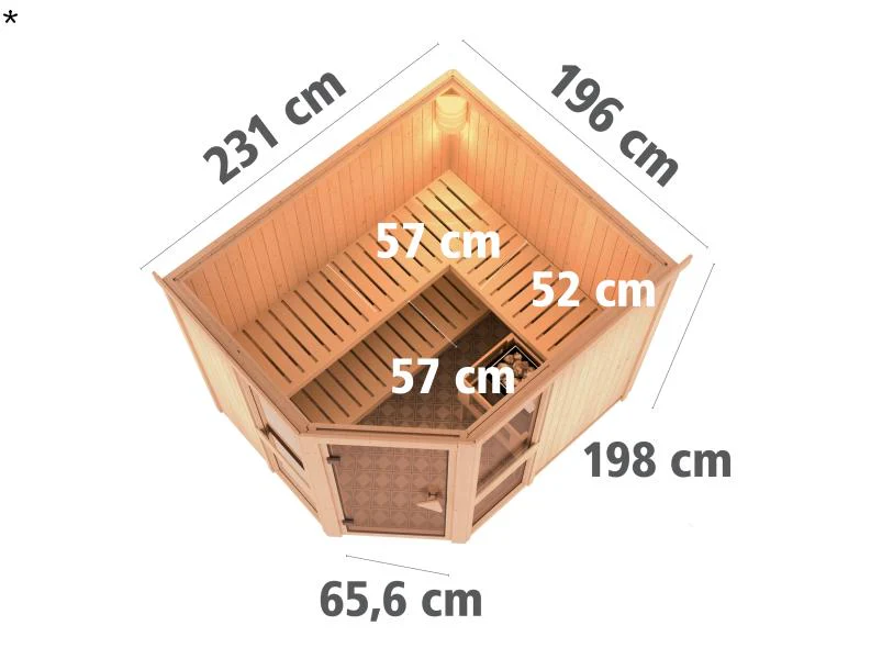 Amelia 3 - Karibu Sauna inkl. 9-kW-Ofen - ohne Dachkranz - - Image 3