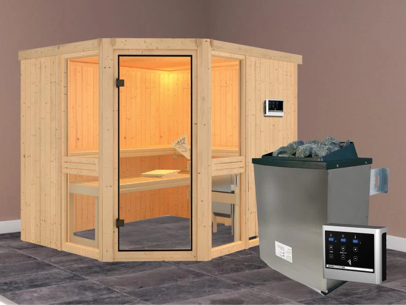 Amelia 3 - Karibu Sauna inkl. 9-kW-Ofen - ohne Dachkranz - - Image 2