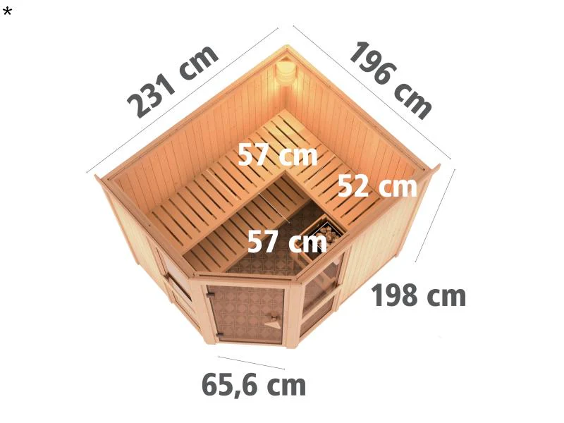 Amelia 3 - Karibu Sauna inkl. 9-kW-Ofen - ohne Dachkranz - - Image 3
