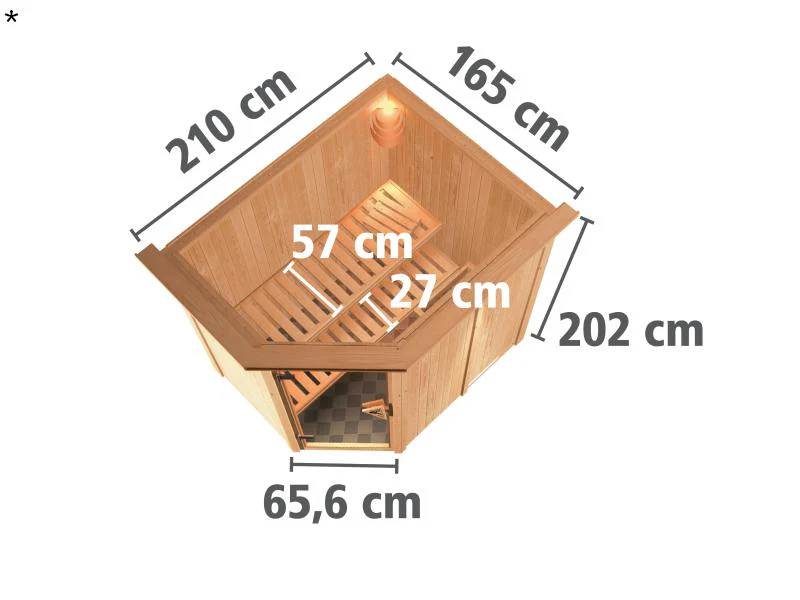 Carin - Karibu Sauna ohne Ofen - mit Dachkranz - - Image 3
