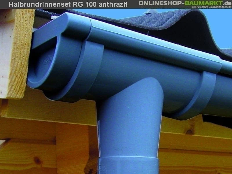 Dachrinnen Set RG 100 anthrazit 8 x 150 cm 8-Eck-Pavillon