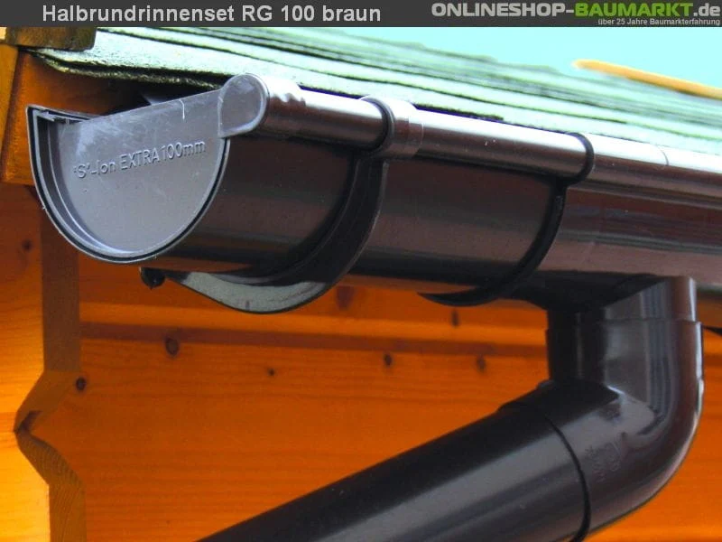 Dachrinnen Set RG 100 braun 400 cm Carport