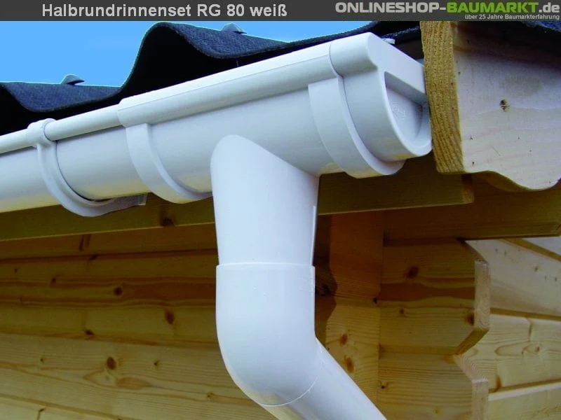 Dachrinnen Set RG 80 weiß 450 cm zweiseitig