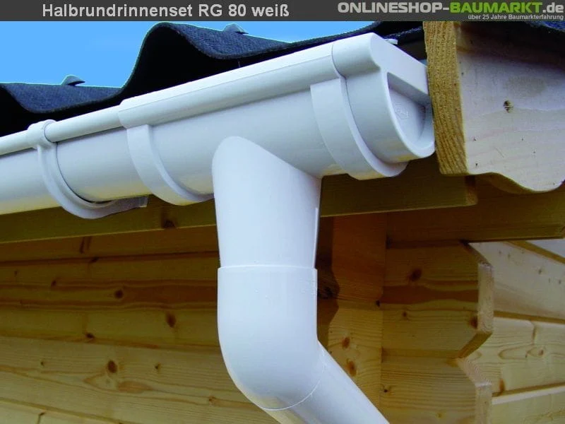 Dachrinnen Set RG 80 weiß 500/350/200 cm Fünfeck