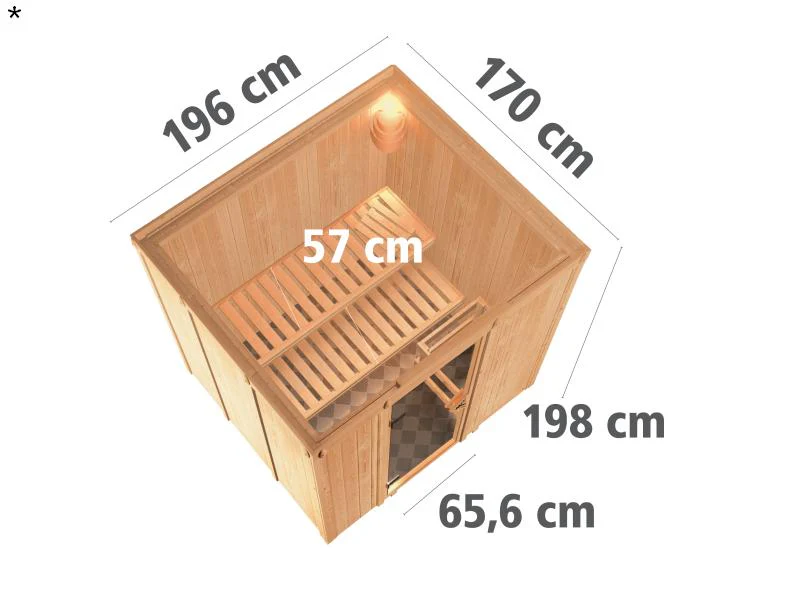 Daria - Karibu Sauna Plug & Play 3,6 kW Bio Ofen, ext. Steuerung - ohne Dachkranz - Energiespartür - Image 3