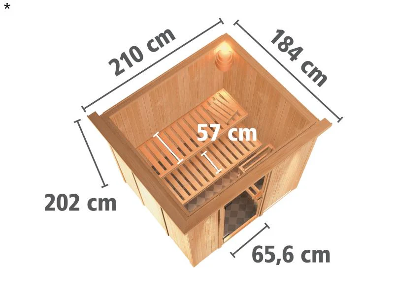 Daria - Karibu Sauna Plug & Play inkl. 3,6 kW-Ofen- mit Dachkranz - - Image 3