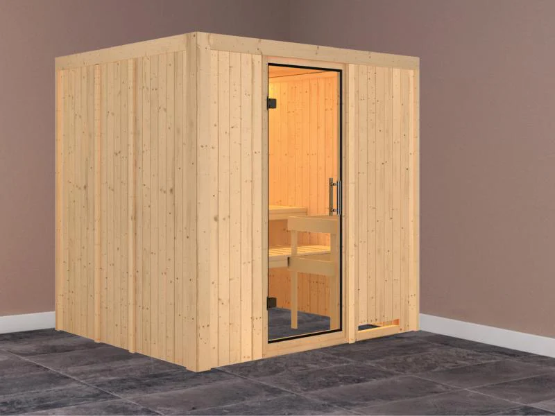 Daria - Karibu Sauna Plug & Play ohne Ofen - ohne Dachkranz - Klarglas Ganzglastür - Image 2
