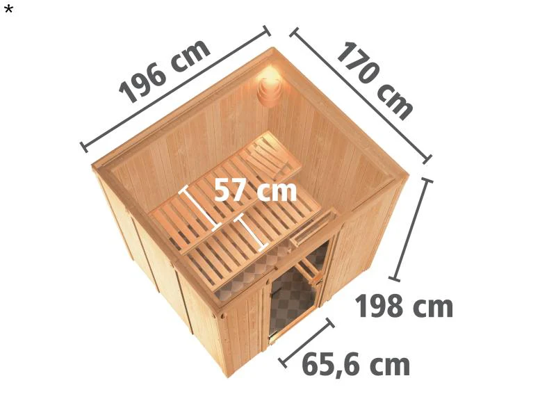 Daria - Karibu Sauna Plug & Play ohne Ofen - ohne Dachkranz - Moderne Saunatür - Image 3