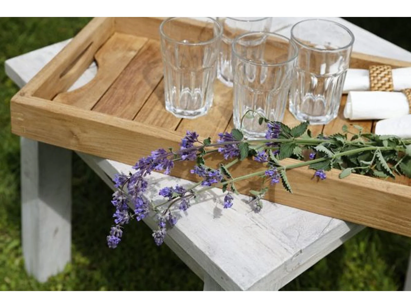 Diamond Garden Karlstad Teak-Tablett - Teak Deko - Image 2
