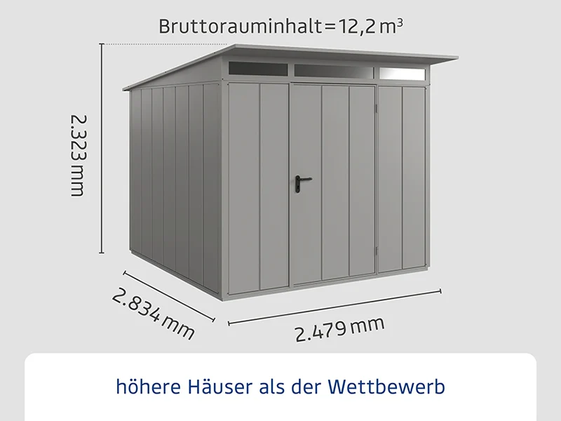 Ecostar Gerätehaus Elegant-P,Typ 2, Grau Aluminum, 1 flg - Image 2