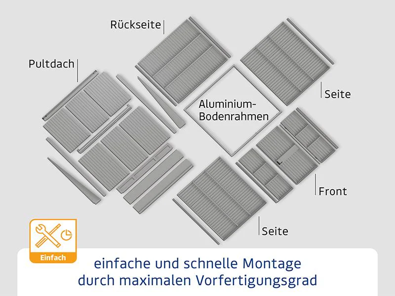 Ecostar Gerätehaus Elegant-P,Typ 2, Grau Aluminum, 1 flg - Image 8
