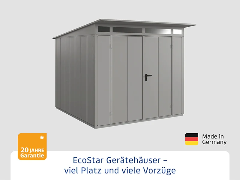 Ecostar Gerätehaus Elegant-P,Typ 2, Grau Aluminum, 2 flg - Image 3
