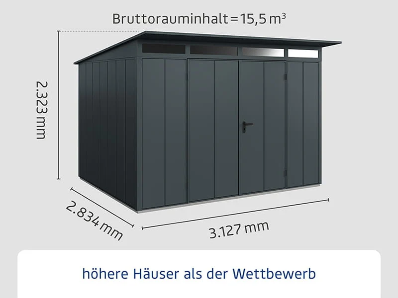 Ecostar Gerätehaus Elegant-P,Typ 3, Anthrazitgrau, 2 flg - Image 2
