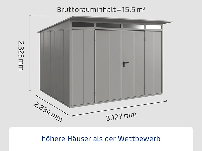 Ecostar Gerätehaus Elegant-P,Typ 3, Grau Aluminum, 2 flg - Image 2