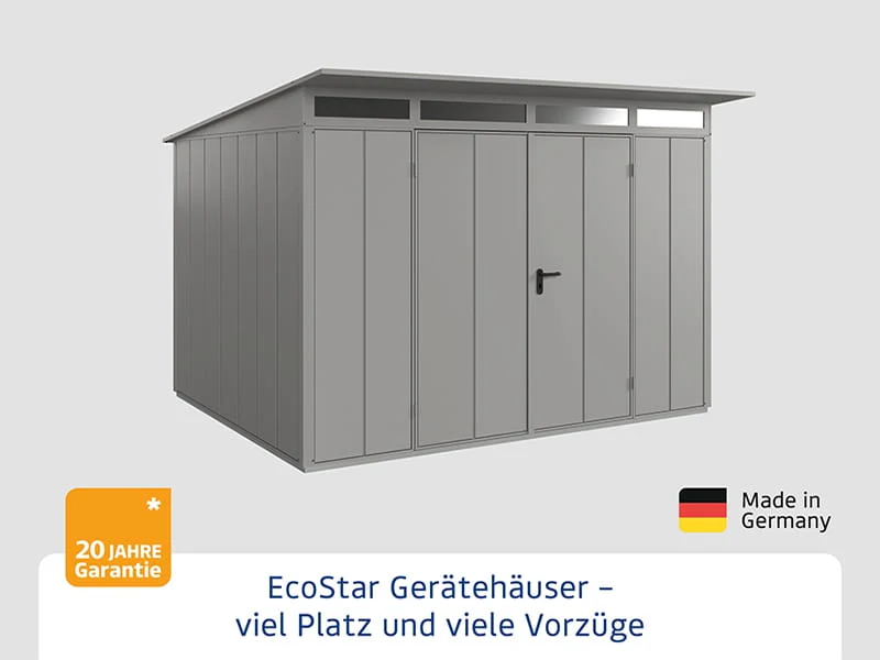 Ecostar Gerätehaus Elegant-P,Typ 3, Grau Aluminum, 2 flg - Image 3