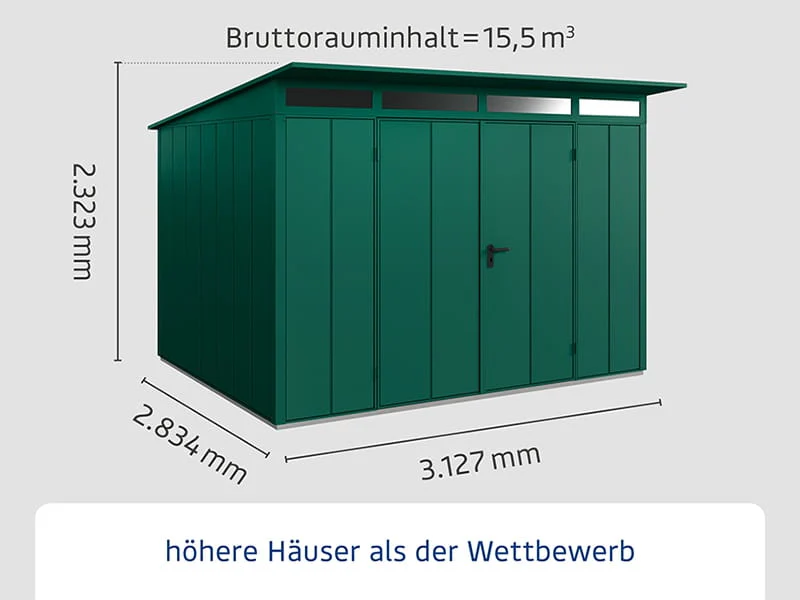 Ecostar Gerätehaus Elegant-P,Typ 3, Moosgrün, 2 flg - Image 2