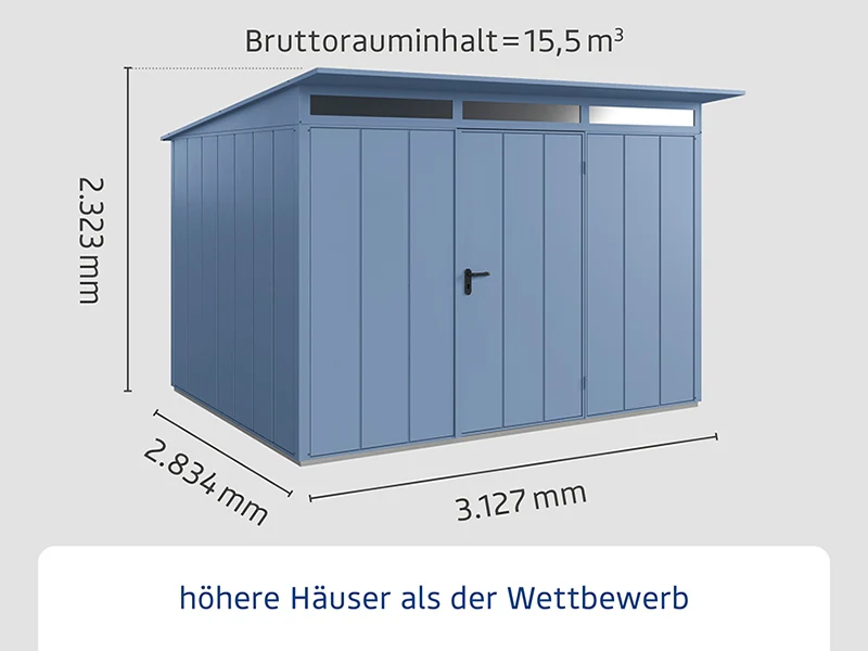 Ecostar Gerätehaus Elegant-P,Typ 3, Taubenblau, 1 flg - Image 2