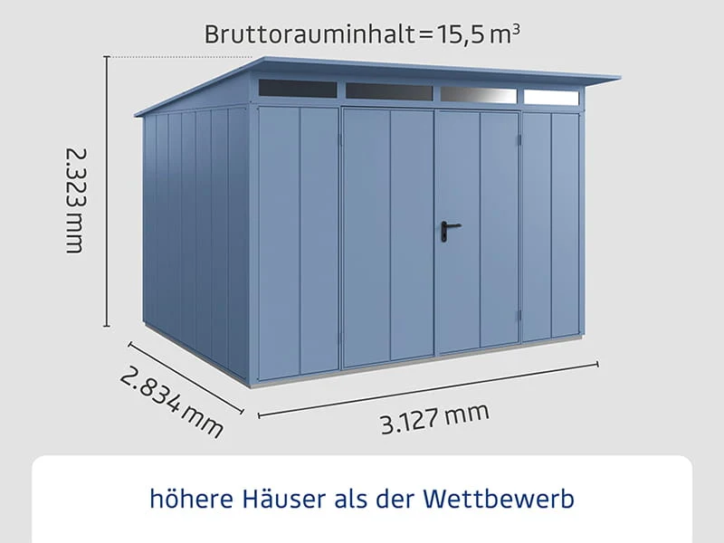 Ecostar Gerätehaus Elegant-P,Typ 3, Taubenblau, 2 flg - Image 2