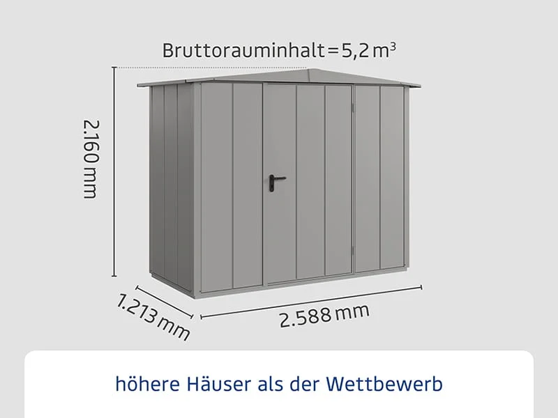 Ecostar Gerätehaus Elegant-S,Typ 1, Grau Aluminum, 1 flg - Image 2