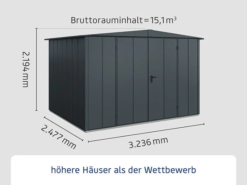 Ecostar Gerätehaus Elegant-S,Typ 3, Anthrazitgrau, 2 flg - Image 3