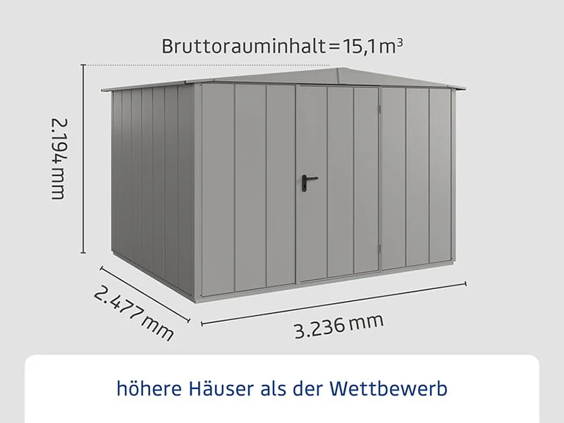 Ecostar Gerätehaus Elegant-S,Typ 3, Grau Aluminum, 1 flg - Image 2