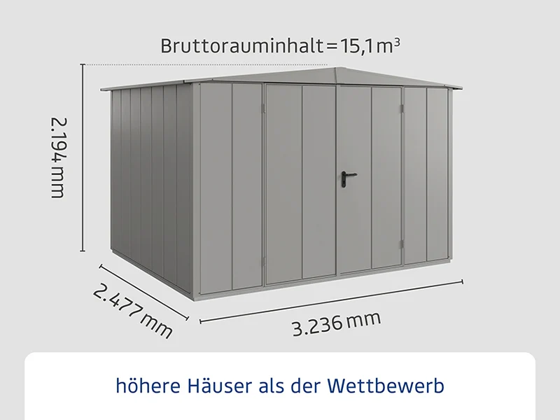 Ecostar Gerätehaus Elegant-S,Typ 3, Grau Aluminum, 2 flg - Image 2