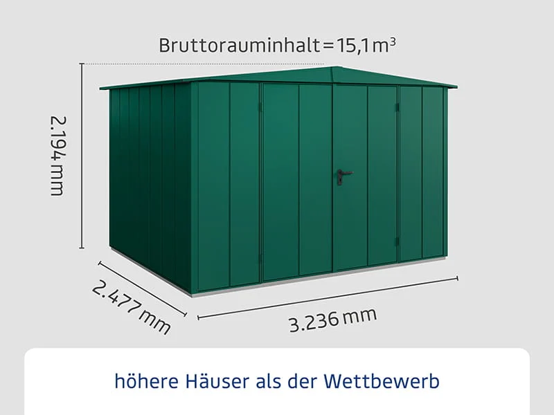 Ecostar Gerätehaus Elegant-S,Typ 3, Moosgrün, 2 flg - Image 3