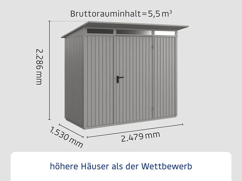 Ecostar Gerätehaus Trend-P,Typ 1, Grau Aluminium, 1 flg - Image 2