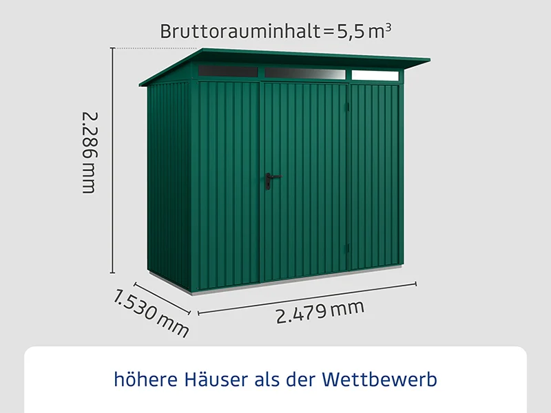 Ecostar Gerätehaus Trend-P,Typ 1, Moosgrün, 1 flg - Image 2