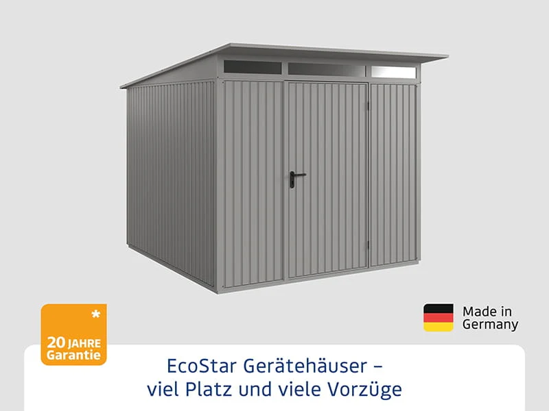 Ecostar Gerätehaus Trend-P,Typ 2, Grau Aluminum, 1 flg - Image 3